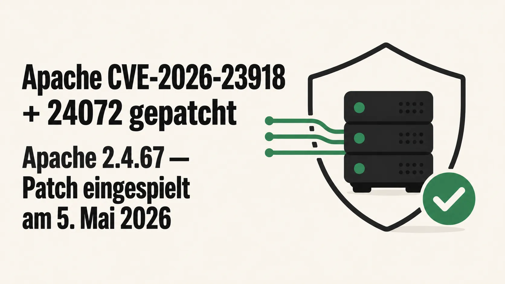 Symbolbild zum Sicherheits-Advisory CVE-2026-23918 und CVE-2026-24072 — zwei Apache-Sicherheitslücken auf rack::SPEED-Servern gepatcht, LiteSpeed-Hosting nicht direkt angreifbar