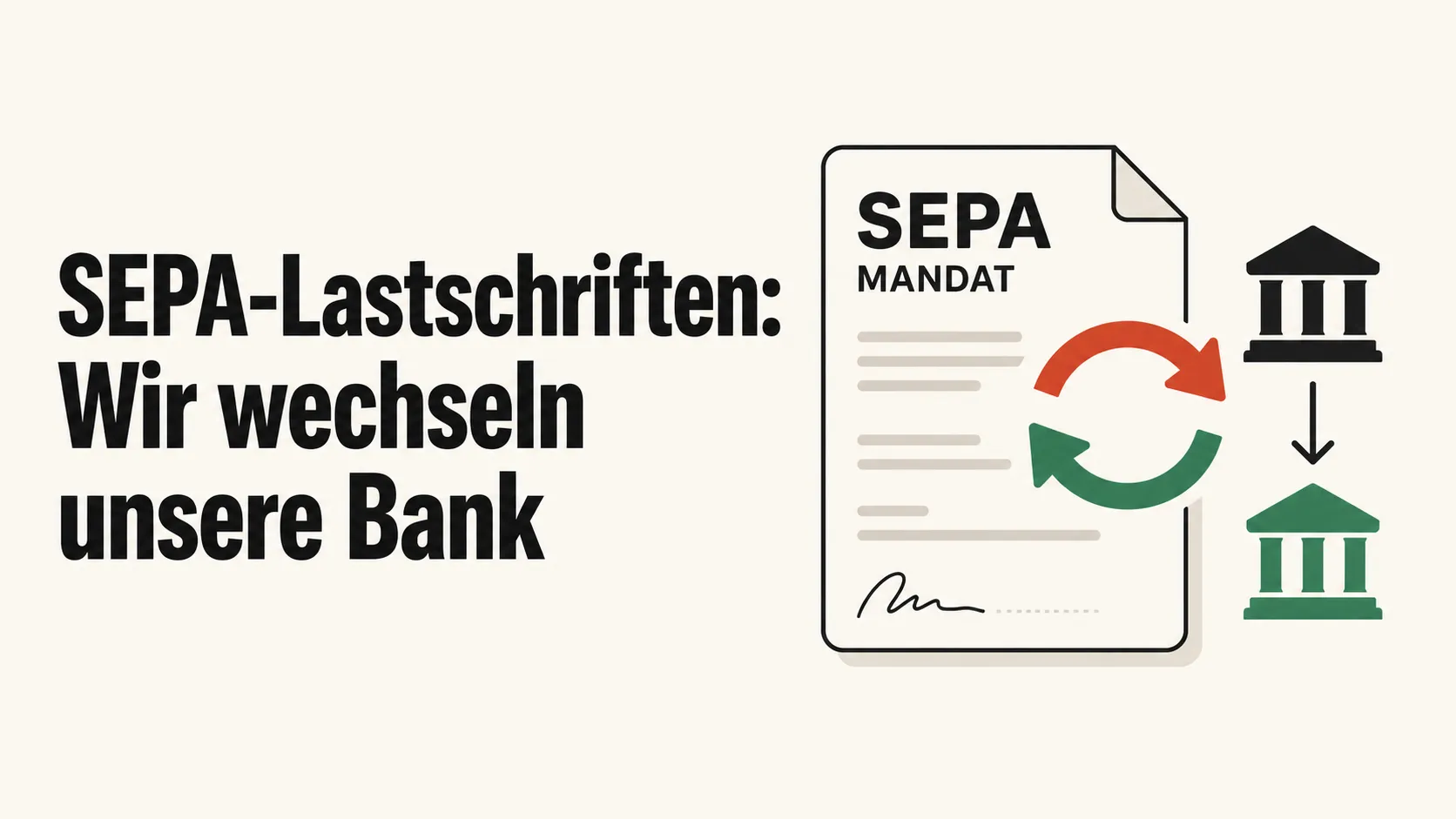 Symbolbild zum SEPA-Lastschrift-Bankwechsel — Mandat, IBAN, Gläubiger-ID und Mandatsreferenz bleiben für rack::SPEED-Kunden unverändert